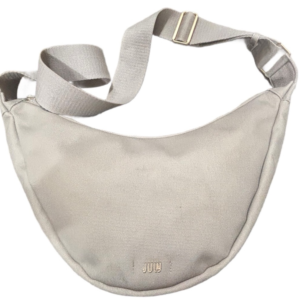 July Minimalist Sling Bag Sand Beige Canvas Neutral Crossbody Adjustable Strap